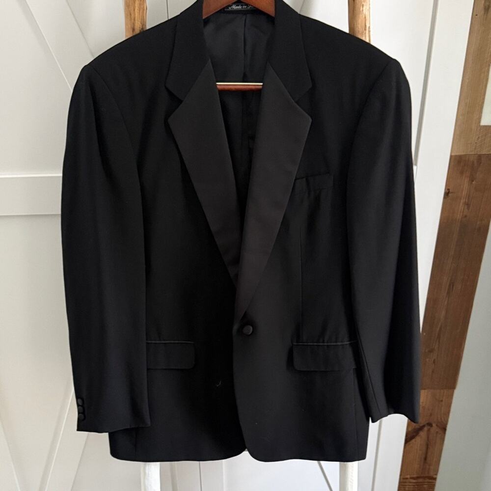 Cricketeer Elegant Black Tuxedo Dinner Jacket for Men 44 long 100% Wool